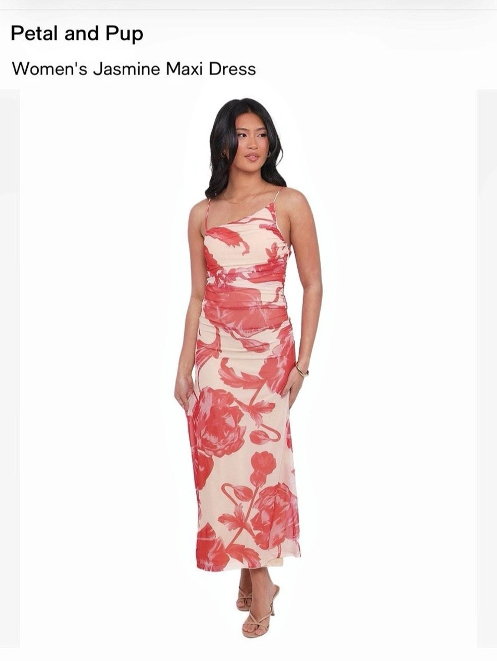 Petal and Pup Jasmine Maxi Dress Floral Maxi Dress in Pink & Red NWT